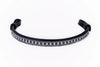 #110 Leather Browband W/Rectangle Crystals & Blue Round Crystals, Edged in Crystals