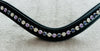 #111 Leather Browband in Crystal/Lavender/Purple Single Row "U" Shaped Design