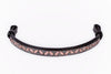 #105 Leather Browband W/Peach & Crystals in a Chevron Pattern, Edged in Crystals