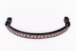 #105 Leather Browband W/Peach & Crystals in a Chevron Pattern, Edged in Crystals