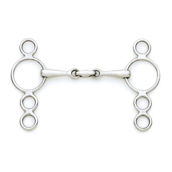 Stainless Steel Small Cheek 3-Ring Gag w/ Center Peanut