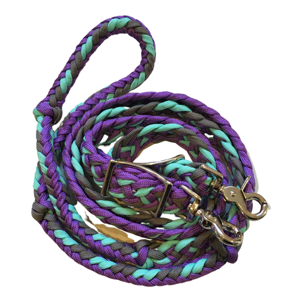 Braided Paracord Barrel Reins w/ 2 Nickel-Plated Scissor Snaps