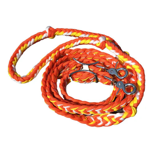 Braided Paracord Barrel Reins w/ 2 Nickel-Plated Scissor Snaps