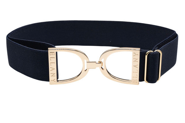 ELLANY - Navy 1.5" Gold Stirrup Elastic Belt