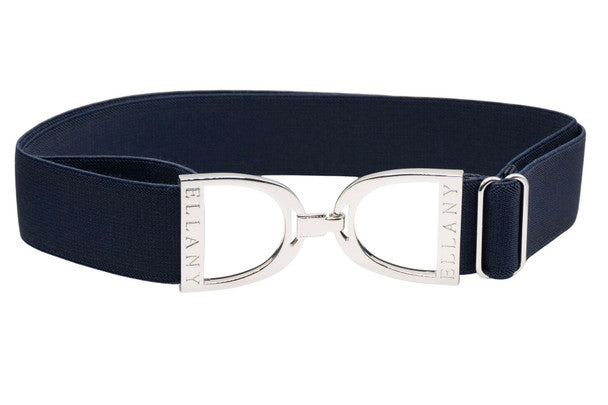 ELLANY - Navy 1.5" Silver Stirrup Elastic Belt