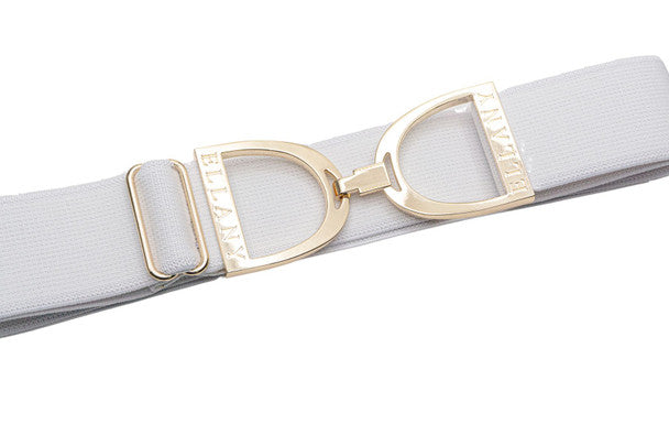 ELLANY - White 1.5" Gold Stirrup Elastic Belt