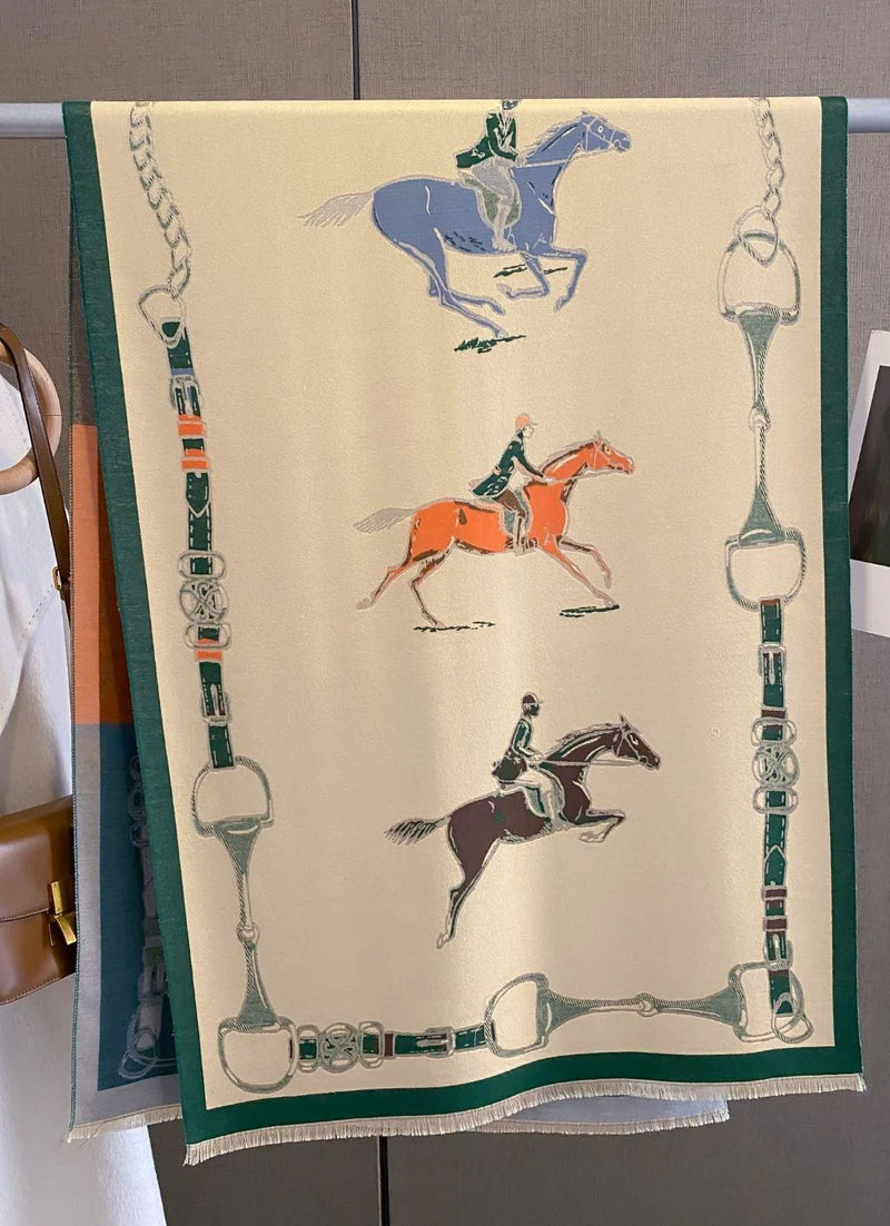 Hunter Horses Acrylic Cashmere Scarf