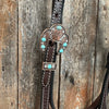 Rodeo Drive Dark Oil Basketweave Turquoise and Clear Browband / Breast Collar Tack Set