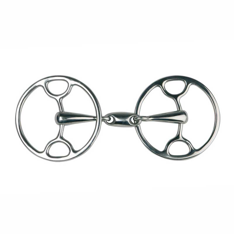 Double Jointed Sliding Gag with Oval link Loose Ring Snaggle - 18MM
