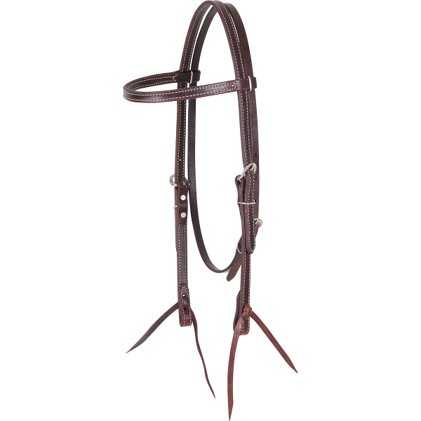 Doubled and Stitched Latigo Browband Headstall 5/8-inch Thick