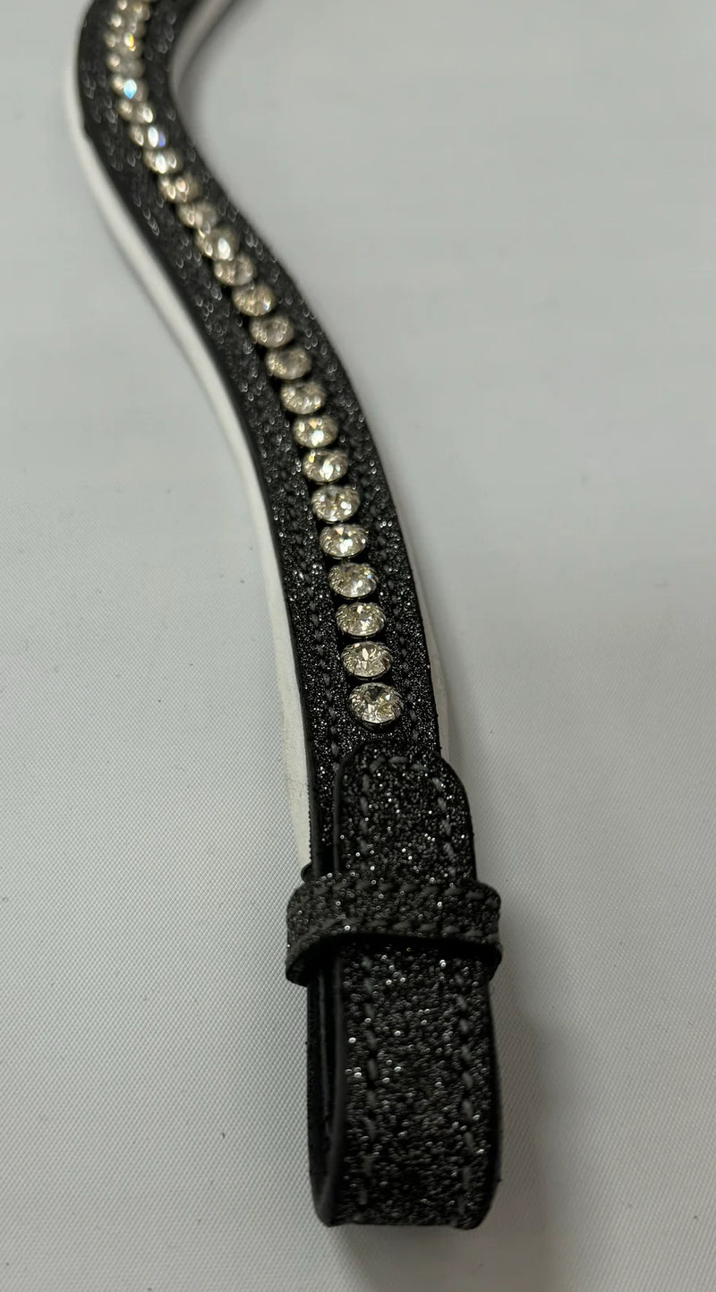 #117 Sparkle Browband w/Large Crystals - Silver Grey