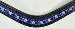 Bridleberry #203 Royal Browband, Light & Dark Blue Crystals on Black Leather