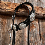 Rodeo Drive Black Floral Bright Clear Browband One Ear Tack Set