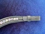 #111 Leather Browband in Crystal/Lavender/Purple Single Row "U" Shaped Design