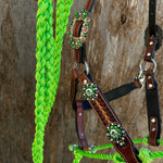 Rodeo Drive Fox Tail Tooled Lariat & Leather Combo Halter