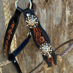 Rodeo Drive Floral Tooled Lariat & Leather Combo Halter