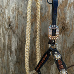 Rodeo Drive Floral Tooled Lariat & Leather Combo Halter