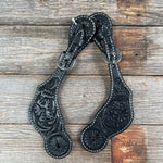 Rodeo Drive Black Floral Tooled Spur Straps