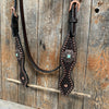 Rodeo Drive Dark Oil Copper Dot Honeycomb Turquoise Browband / Breast Collar Tack Set