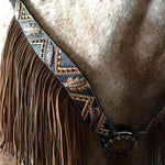 Rodeo Drive Dark Oil Feathered Arrow Fringed One Ear / Breast Collar Tack Set