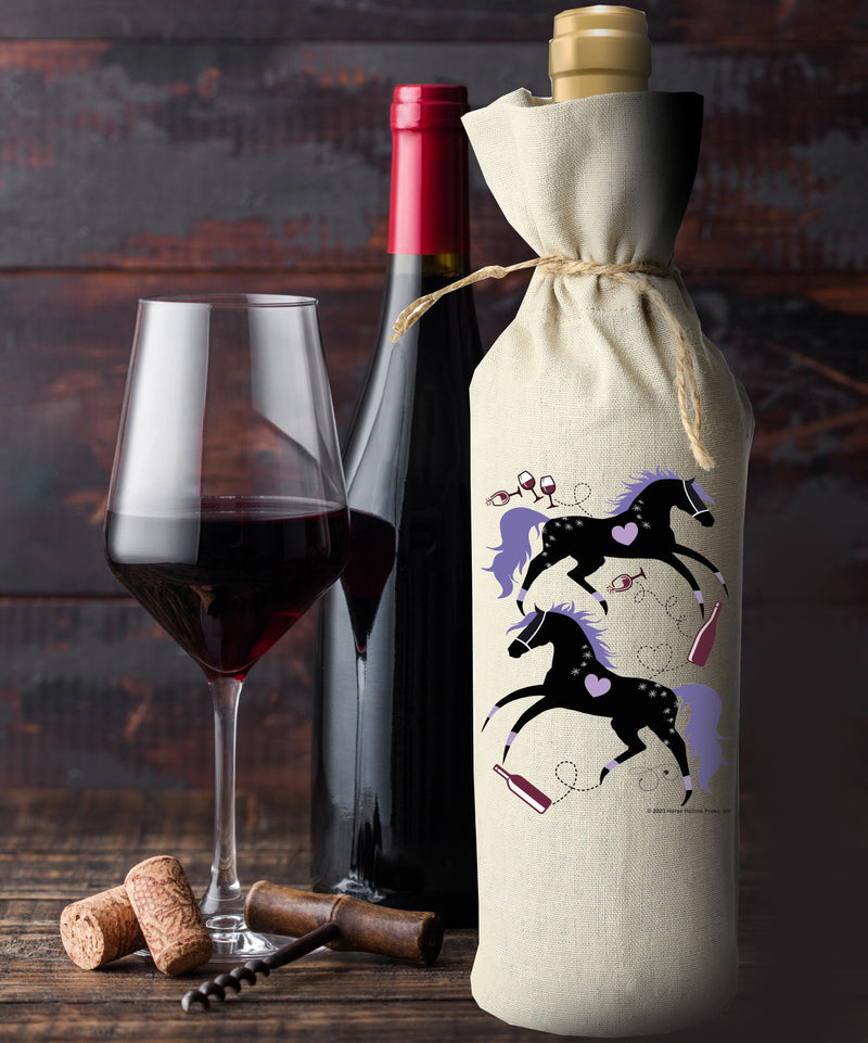 Horse Equestrian Linen Gift Wine Tote