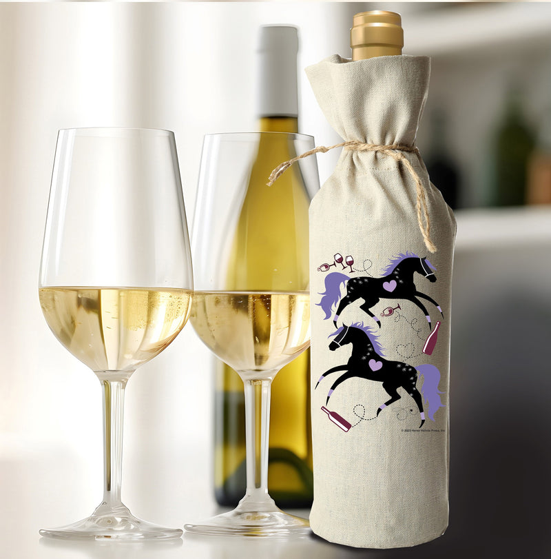 Horse Equestrian Linen Gift Wine Tote
