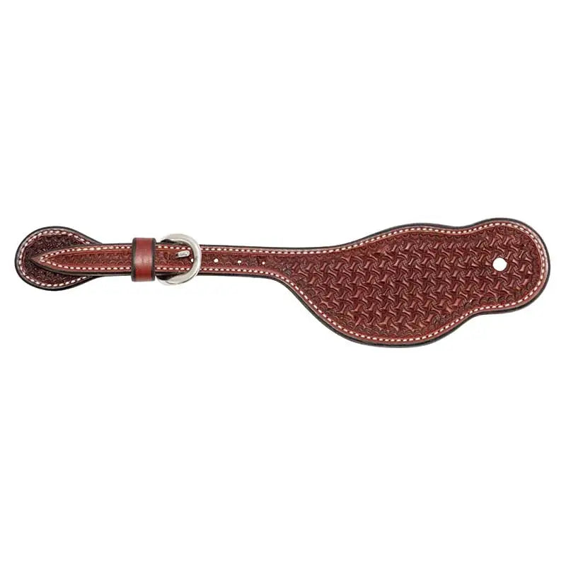 Youth Rosewood Leather Spider Stamp Buckaroo Spur Straps
