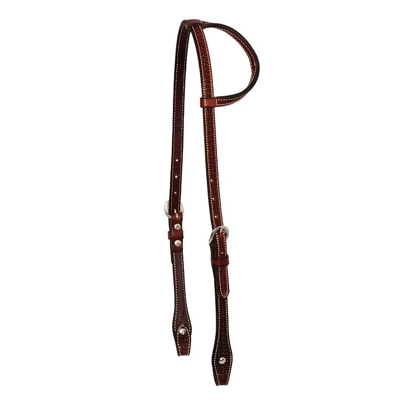 Headstall Single Ear 5/8" Rosewood Spider Stamp