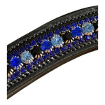 Bridleberry #203 Royal Browband, Light & Dark Blue Crystals on Black Leather