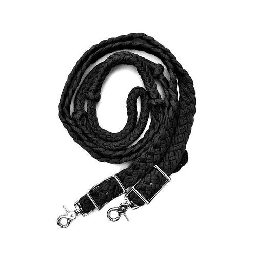 Braided Paracord Barrel Reins w/ 2 Nickel-Plated Scissor Snaps