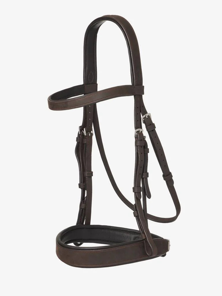 LeMieux Flat Hunter Bridle with Laced Reins - Havana/Silver