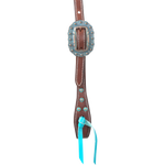 Slip Ear Headstall with Turquoise and Copper Dot Buckles