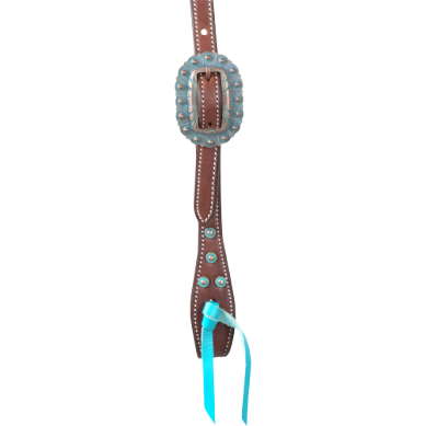 Slip Ear Headstall with Turquoise and Copper Dot Buckles