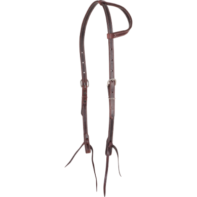 Doubled and Stitched Latigo Slip Ear Headstall 5/8 Inch Thick