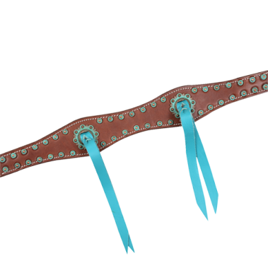 1.5 Inch Scallop Breastcollar with Blood Knots and Antique Copper Dots