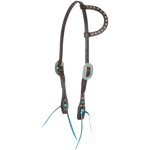 Slip Ear Headstall with Turquoise and Copper Dot Buckles