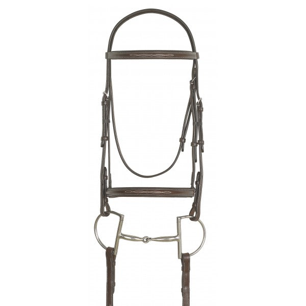Fancy Raised Traditional Crown Padded Bridle with Raised Fancy Laced Reins