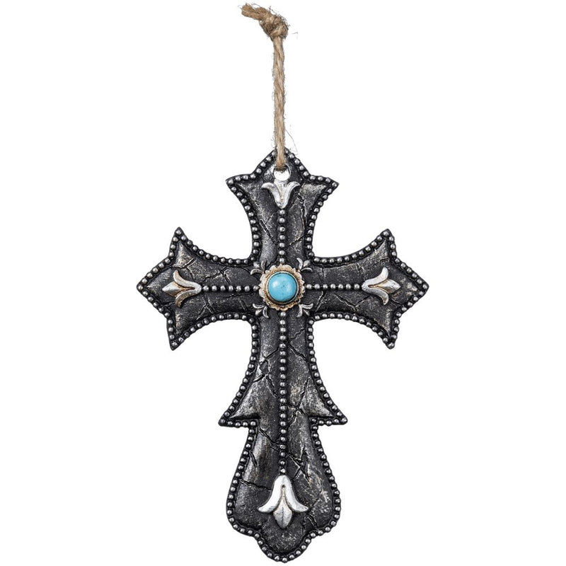 Black and Turquoise Cross Ornament